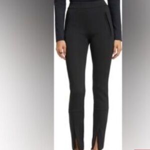 Good American Pants Scuba Women S Black Slim Split Leg Zip Pockets Stretch